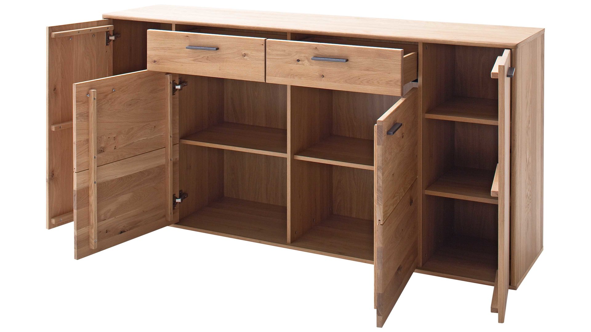 Sideboard Mca furniture aus Holz in Holzfarben Wohnprogramm Portland - Sideboard Asteiche bianco - vier Türen, zwei Schubladen, Breite ca.  184 cm