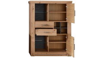 Wohnwand Mca furniture aus Holz in Holzfarben Wohnprogramm Meran - Wohnwand I Balkeneiche & Anthrazit – vierteilig, Breite ca. 336 cm