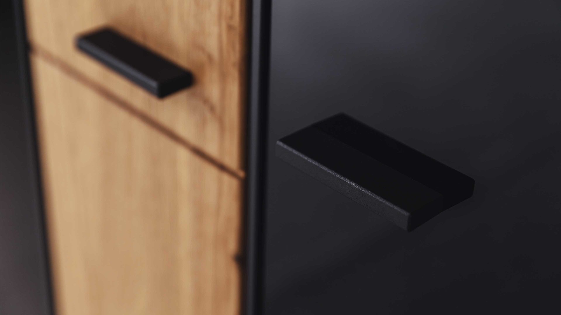 Sideboard Mca furniture aus Holz in Holzfarben Wohnprogramm Arezzo - Sideboard Wildeiche & Anthrazit - zwei Türen, drei Schubladen, Breite ca. 180 cm