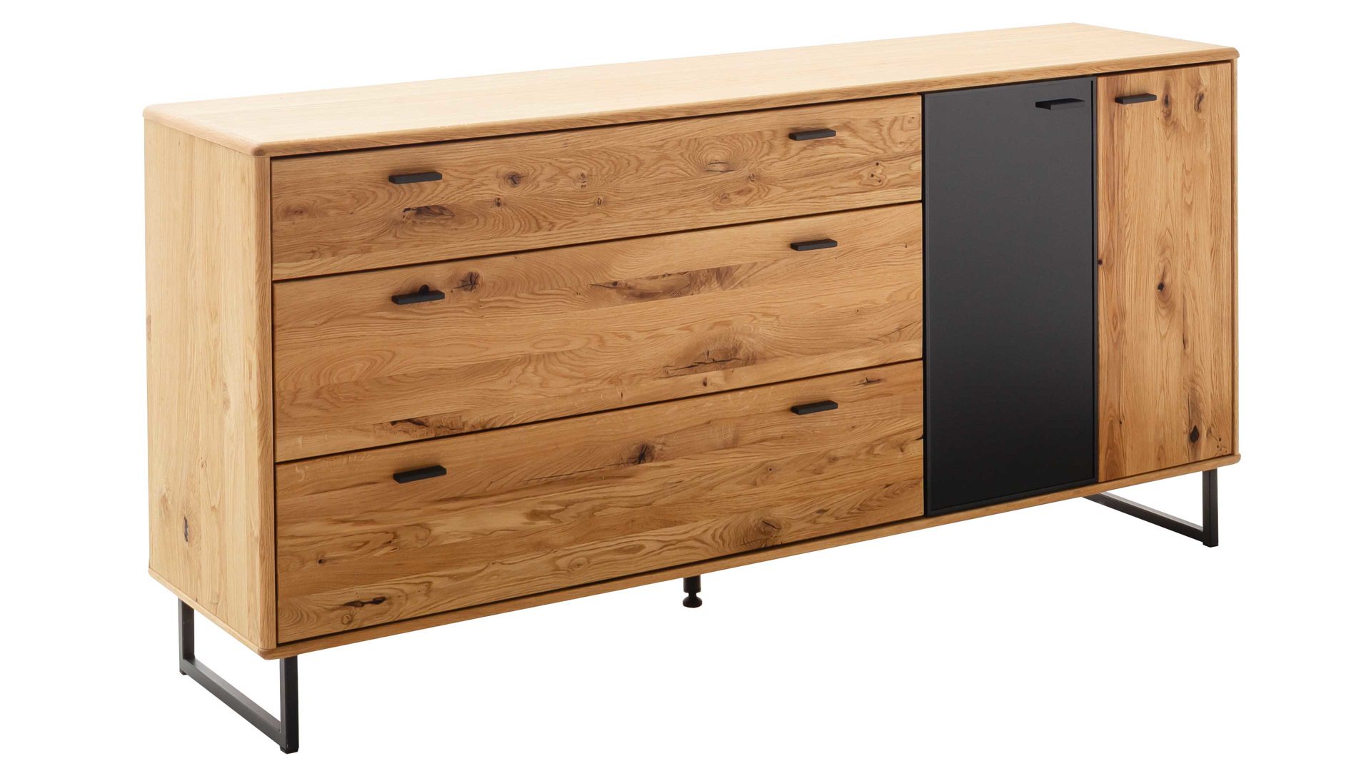 Sideboard Mca furniture aus Holz in Holzfarben Wohnprogramm Arezzo - Sideboard Wildeiche & Anthrazit - zwei Türen, drei Schubladen, Breite ca. 180 cm