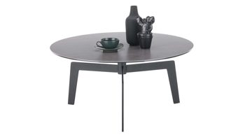 Couchtisch A better place furniture aus Keramik in Anthrazit Couchtisch Buena Vista anthrazitfarbene Keramik, Glas & Metall - Durchmesser ca. 80 cm