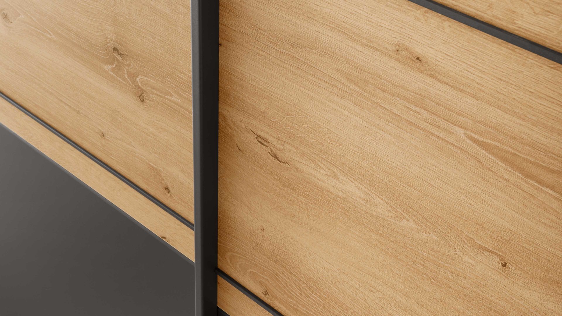 Kleiderschrank Wiemann | oeseder aus Holz in Dunkelgrau WIEMANN Schlafzimmerprogramm Alabama - Schwebetürenschrank Graphit & Eiche Bianco - zwei Türen, Breite ca. 300 cm