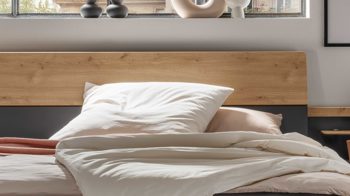 Komplettzimmer Wiemann | oeseder aus Holz in Dunkelgrau WIEMANN Schlafzimmerprogramm Alabama - Komplettzimmer Graphit & Eiche Bianco - vierteilig, Liegefläche ca. 180 x 200 cm