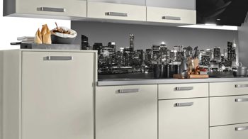 Einbauküche Express küchen aus Holz in Hellgrau EXPRESS KÜCHEN Einbauküche Clean mit IGNIS Einbaugeräten Hellgrau & Anthrazit - Länge ca. 333 cm