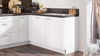 Einbauküche Express küchen aus Holz in Weiß EXPRESS KÜCHEN Einbauküche Star mit Einbaugeräten Hochglanz Weiß - Stellfläche ca. 305 x 185 cm