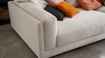 Bigsofa SOFAkultur aus Stoff in Weiß SOFAkultur Programm 760 - Bigsofa schneeweißer Cordbezug - Länge ca. 294 cm