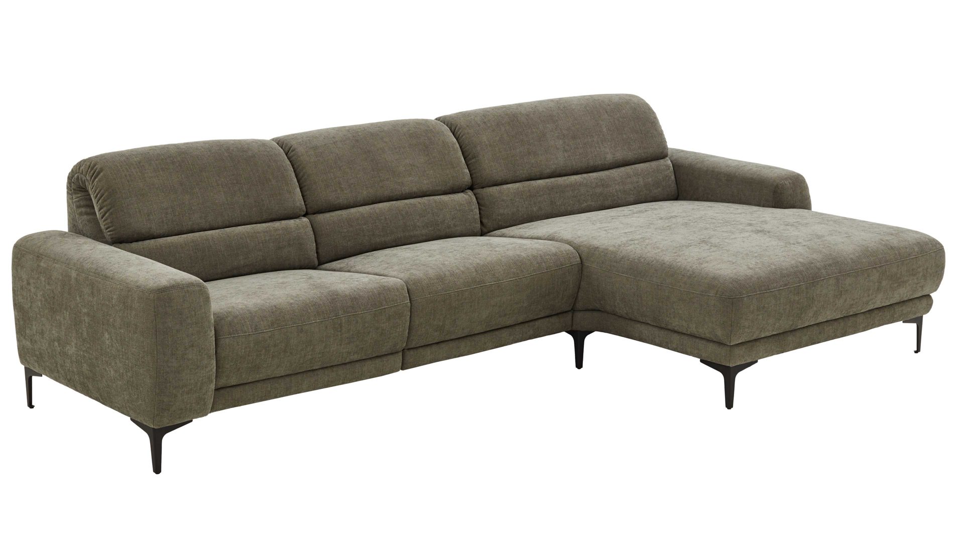 Ecksofa COMFORT SMART aus Stoff in Dunkelgrün COMFORT SMART Serie Fenja - Ecksofa dunkelgrüner Strukturstoff Yelda & schwarze Metallfüße 866 - Stellfläche ca. 298 x 162 cm