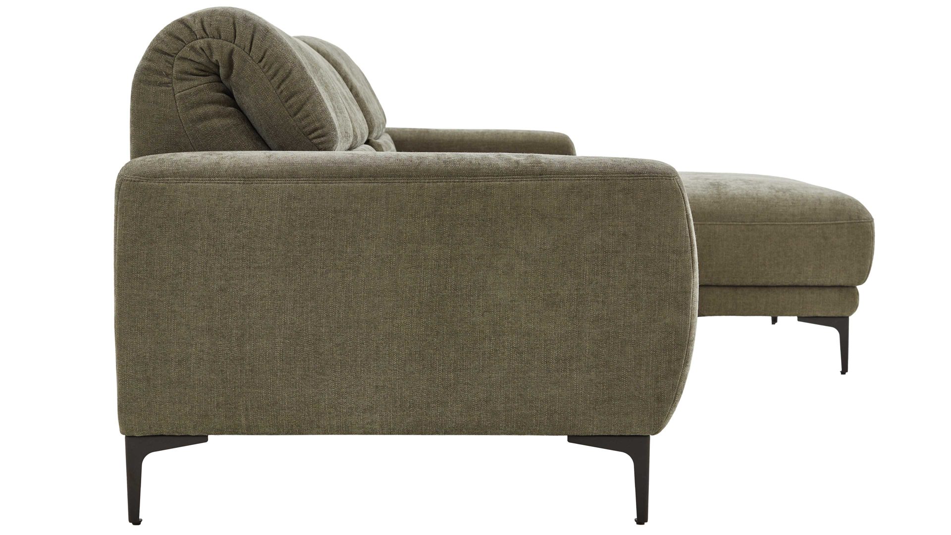 Ecksofa COMFORT SMART aus Stoff in Dunkelgrün COMFORT SMART Serie Fenja - Ecksofa dunkelgrüner Strukturstoff Yelda & schwarze Metallfüße 866 - Stellfläche ca. 298 x 162 cm