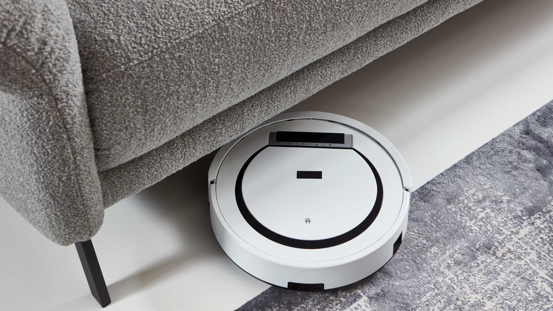 2,5-Sitzer COMFORT SMART aus Stoff in Hellgrau COMFORT SMART Serie Fenja - 2,5-Sitzer silberfarbener Strukturstoff Loop & schwarze Metallfüße 346 - Länge ca. 196 cm