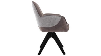 Vierfußstuhl MIVIVO aus Kunstfaser in Braun MIVIVO Wohnprogramm Fresno - Armlehnstuhl mit Drehfunktion zweifarbige Stoffkombination & schwarzes Metall