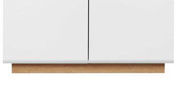 Highboard MIVIVO aus Holz in Weiß MIVIVO Wohnprogramm Fresno - Highboard Mattweiß & Artisan Eiche - zwei Türen, Breite ca. 110 cm