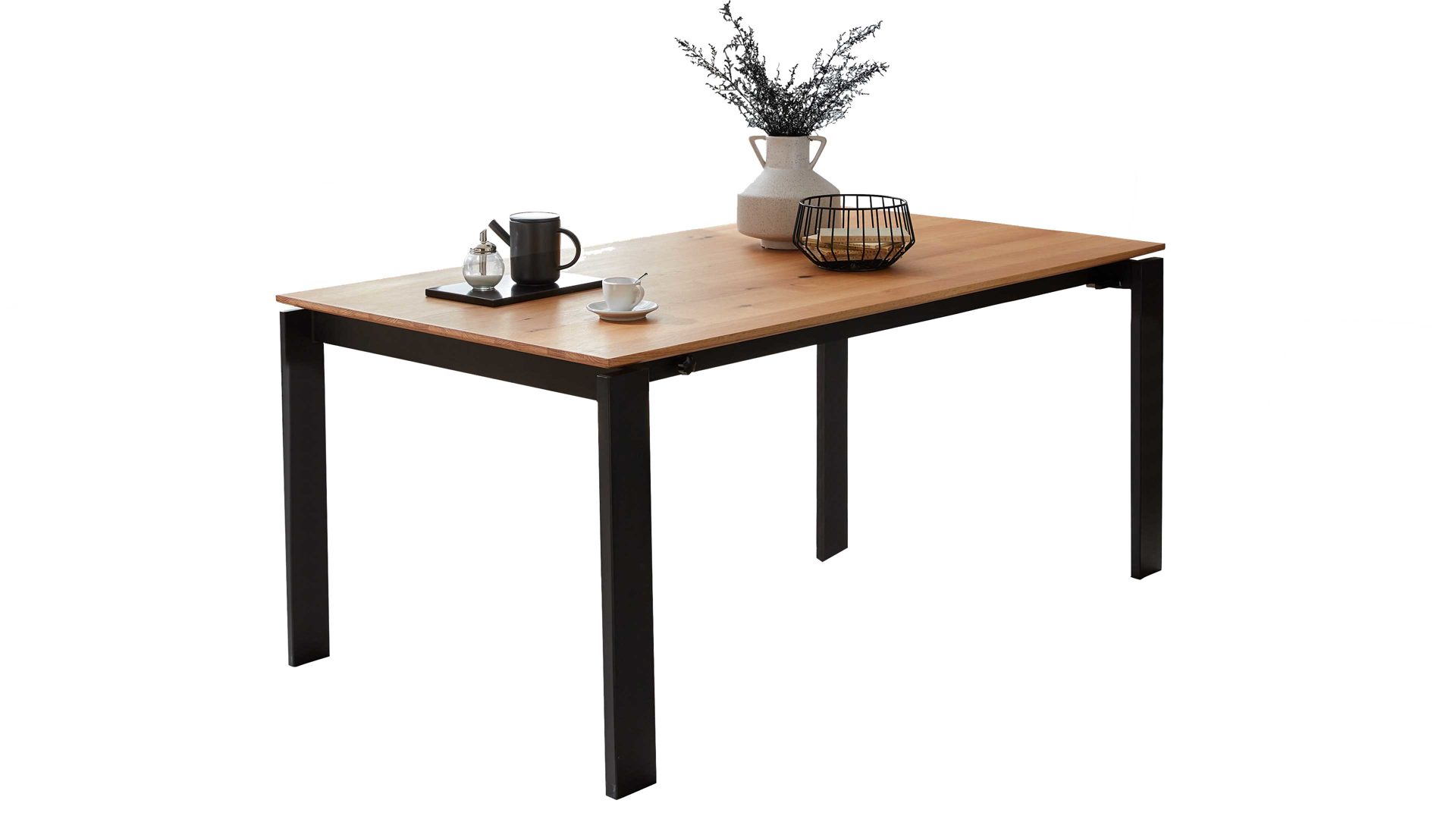 Auszugtisch Niehoff sitzmoebel aus Holz in Holzfarben NIEHOFF SITZMÖBEL Ausziehtisch Monaco Charakter-Eiche & schwarzes Eisen – ca. 200 - 300 x 100 cm