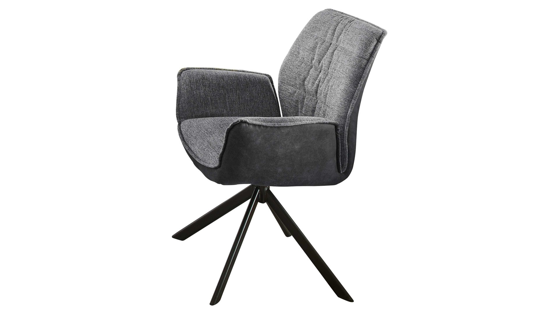 Vierfußstuhl Niehoff sitzmoebel aus Stoff in Grau NIEHOFF SITZMÖBEL Armlehnstuhl Gent grauer Webstoff Brego & graue Mikrofaser Cowboy