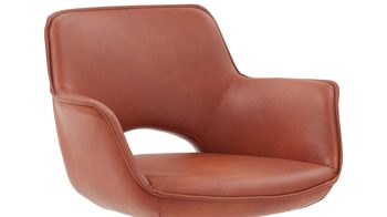 Vierfußstuhl Niehoff sitzmoebel aus Leder in Orange NIEHOFF SITZMÖBEL Dreh-Armlehnstuhl Chester curcumafarbenes Leder Arcade Plus & schwarzes Eisen