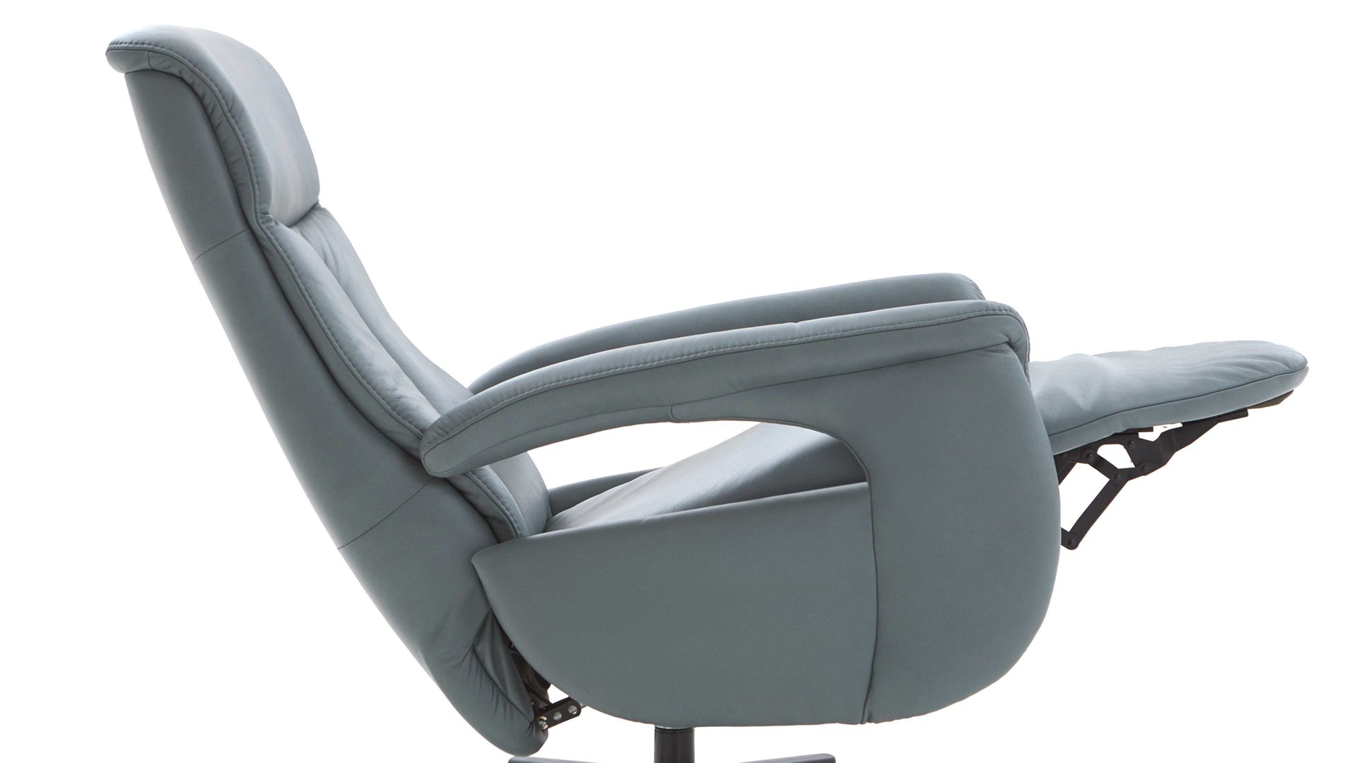Relaxsessel modulmaster aus Leder in Hellblau Modulmaster MM-PN1062 - Relaxsessel 1DRF stahlfarbenes Leder Vivre & Sternfuß V1S