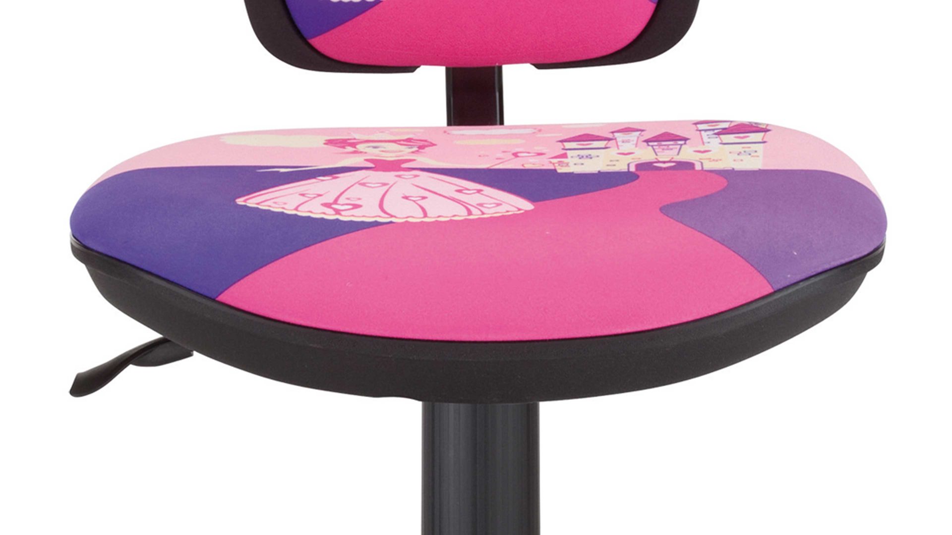 Drehstuhl Nowystyl aus Stoff in Pink Kinder-Drehstuhl Ministyle pinker Motivbezug Cartoon Fox Princess & schwarzes Drehkreuz