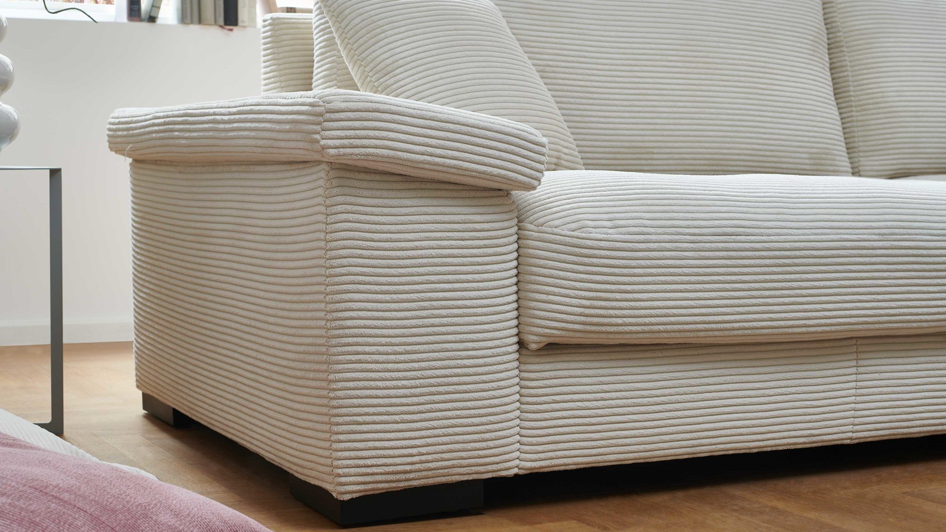 Bigsofa A. z. iwaniccy aus Stoff in Beige Polsterprogramm Spirit - Bigsofa cremefarbener Breitcord Lincoln 03 - Breite ca. 284 cm