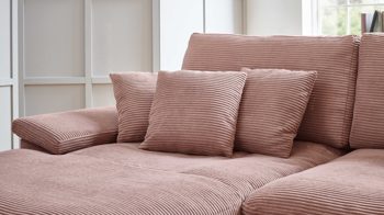 Ecksofa A. z. iwaniccy aus Stoff in Rosa Polsterprogramm Spirit - Ecksofa rosa Breitcord Lincoln 61 - Stellfläche ca. 177 x 323 cm