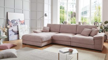 Ecksofa A. z. iwaniccy aus Stoff in Rosa Polsterprogramm Spirit - Ecksofa rosa Breitcord Lincoln 61 - Stellfläche ca. 177 x 323 cm