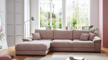 Ecksofa A. z. iwaniccy aus Stoff in Rosa Polsterprogramm Spirit - Ecksofa rosa Breitcord Lincoln 61 - Stellfläche ca. 177 x 323 cm