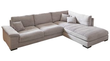 Ecksofa A. z. iwaniccy aus Stoff in Hellgrau Polsterprogramm Spirit - Ecksofa hellgrauer Breitcord Lincoln 86 - Stellfläche ca. 333 x 223 cm