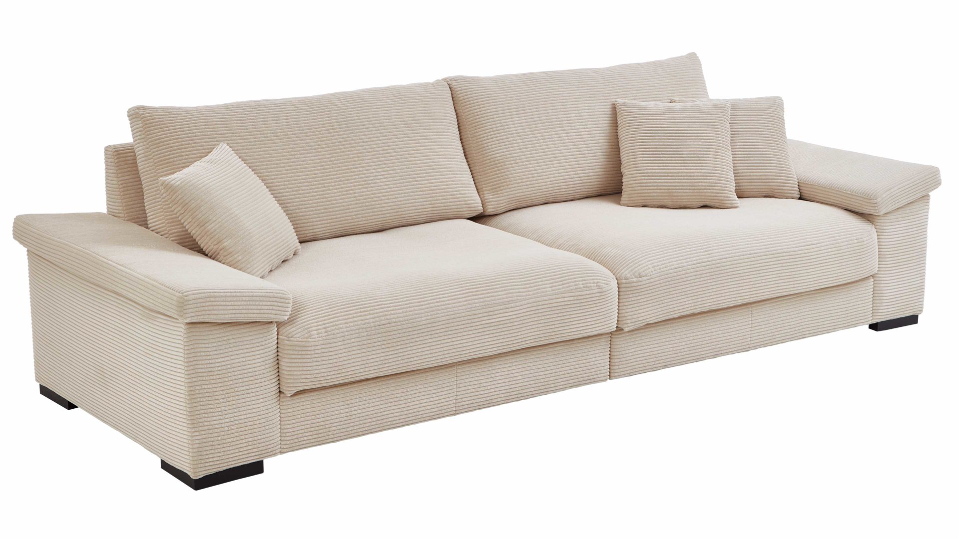 Bigsofa A. z. iwaniccy aus Stoff in Beige Polsterprogramm Spirit - Bigsofa cremefarbener Breitcord Lincoln 03 - Breite ca. 284 cm