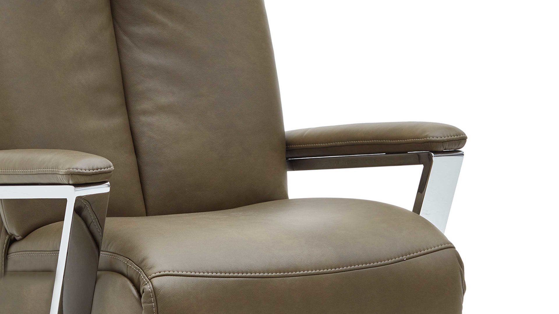 Relaxsessel Steinpol polsteria aus Leder in Grün Relaxsessel Serie Relaxa-Feeling olivgrünes Leder Evita & Chrom-Sternfuß