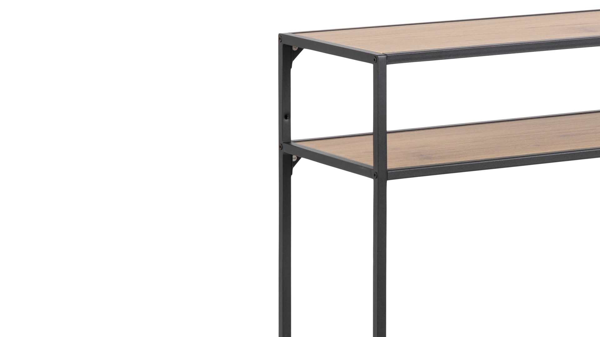 Konsole Actona group aus Holz in Holzfarben Konsoltisch Seaford im Industrielook - Beistelltisch Wildeiche & Schwarz – Länge ca. 120 cm