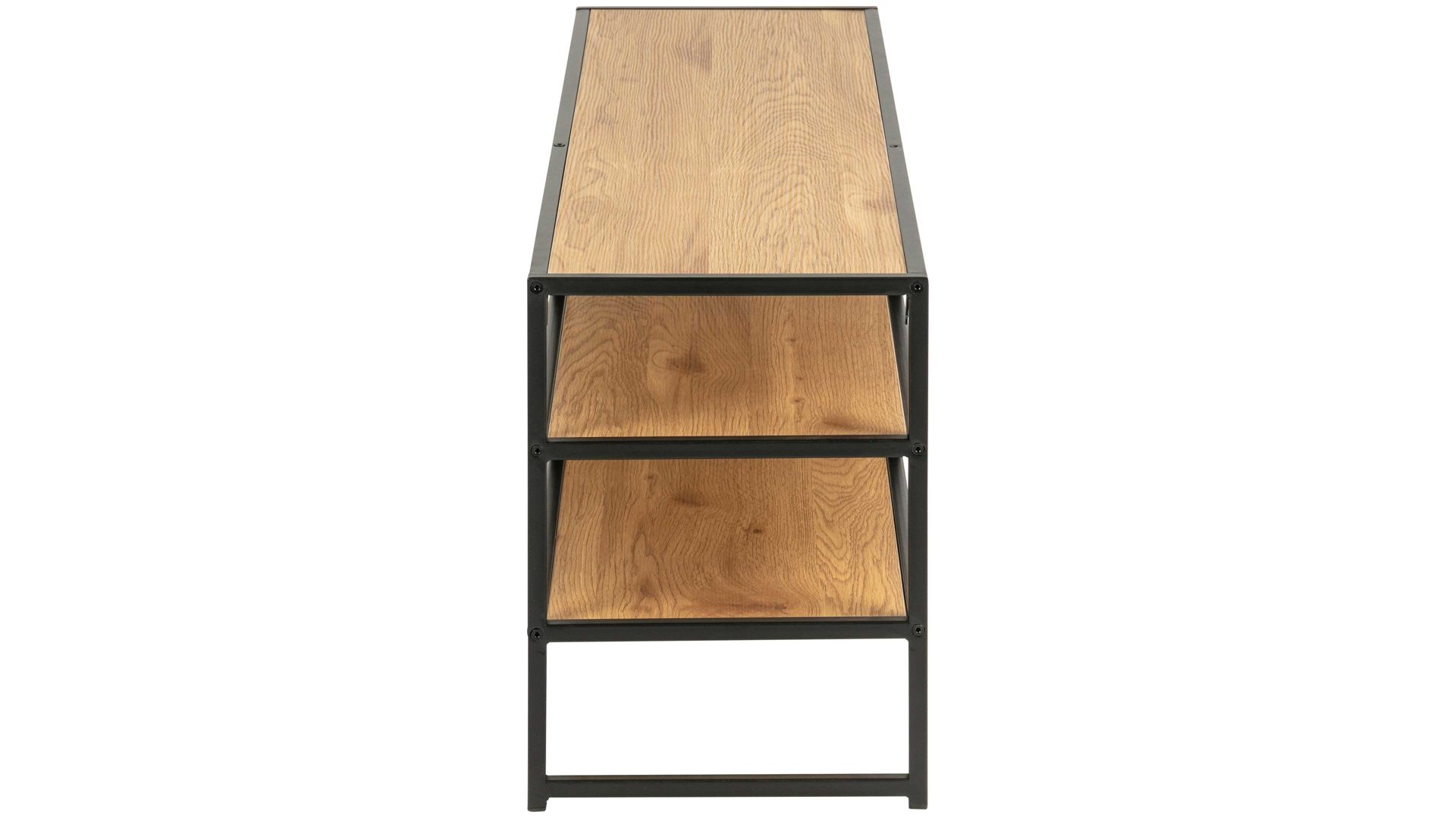 Medienmöbel Actona group aus Holz in Holzfarben Medienregal Seaford im Industrielook als TV-Tisch Wildeiche & Schwarz – Länge ca. 120 cm
