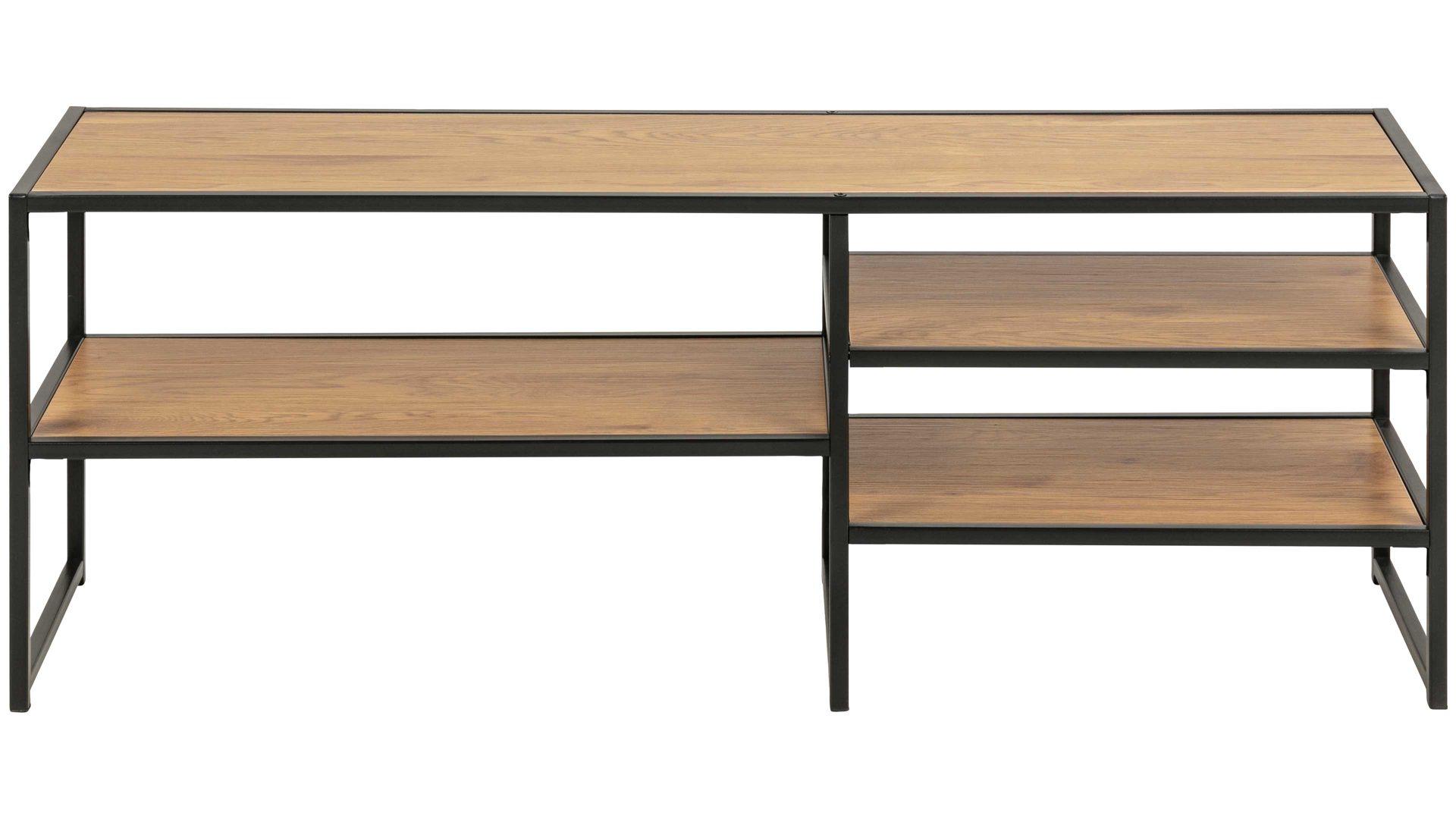 Medienmöbel Actona group aus Holz in Holzfarben Medienregal Seaford im Industrielook als TV-Tisch Wildeiche & Schwarz – Länge ca. 120 cm