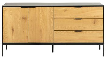 Sideboard Actona group aus Holz in Holzfarben Sideboard Seaford im Industrielook Wildeiche & Schwarz – zwei Türen, drei Schubladen, Länge ca. 160 cm