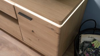 Vitrine Mca furniture aus Holz in Holzfarben Wohnprogramm Barcelona - Vitrine links, eine Tür, Breite ca. 45 cm - geölte Balkeneiche