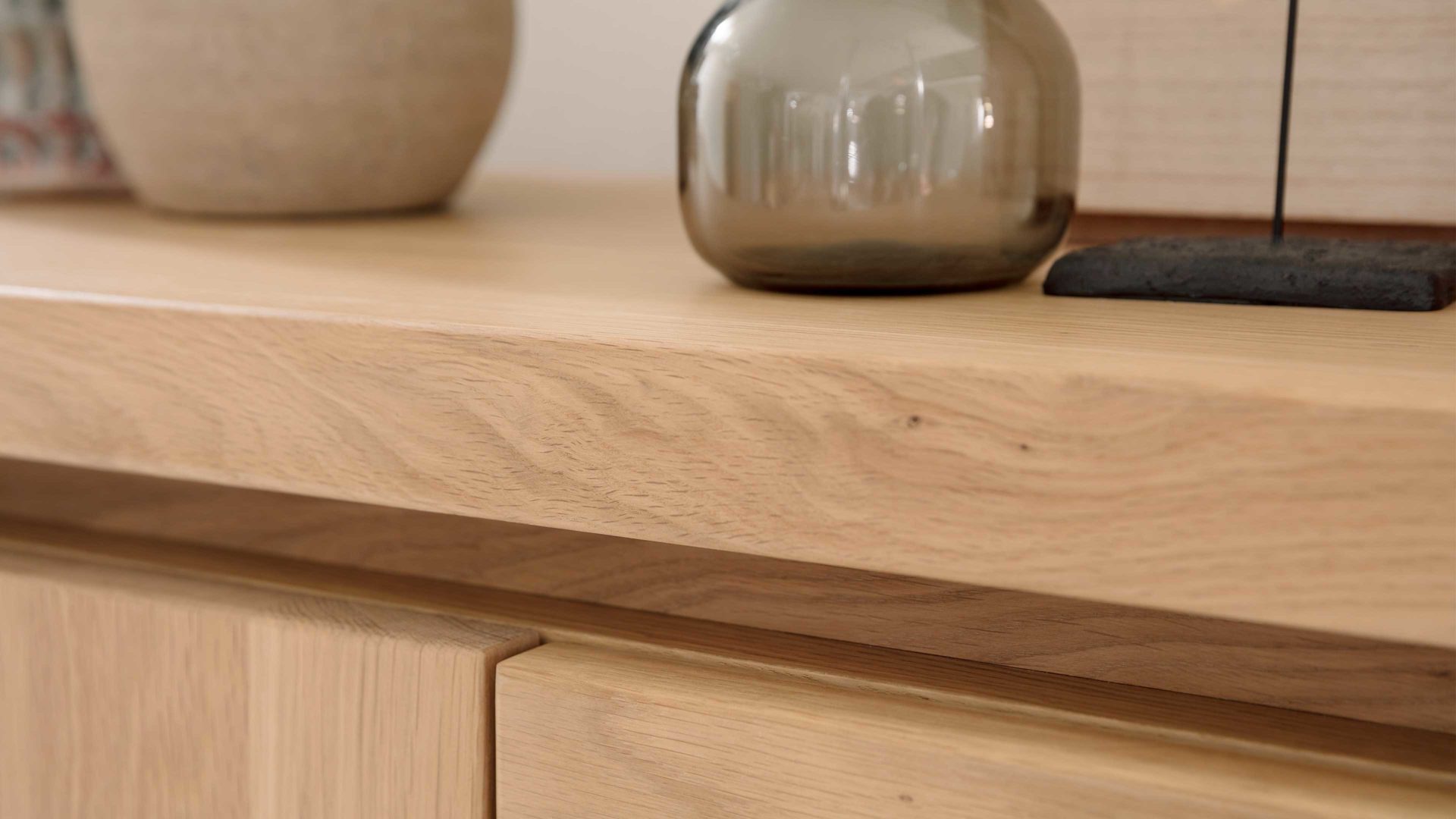 Highboard Mca furniture aus Holz in Holzfarben Wohnprogramm Barcelona - Highboard geölte Balkeneiche – drei Türen