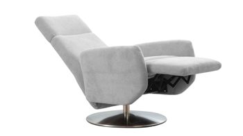 Relaxsessel Steinpol sit&more aus Stoff in Grau Polsterprogramm Göteborg - Relaxsessel hellgrauer Stoffbezug Orlean & edelstahlfarbener Drehteller