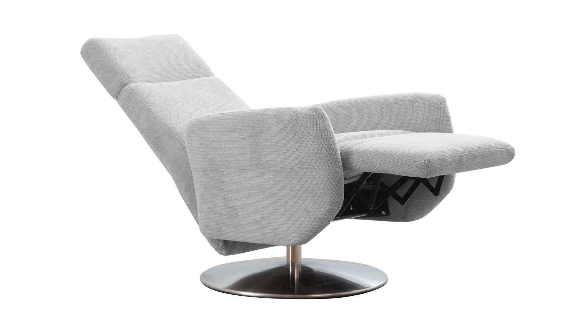 Relaxsessel Steinpol sit&more aus Stoff in Grau Polsterprogramm Göteborg - Relaxsessel hellgrauer Stoffbezug Orlean & edelstahlfarbener Drehteller