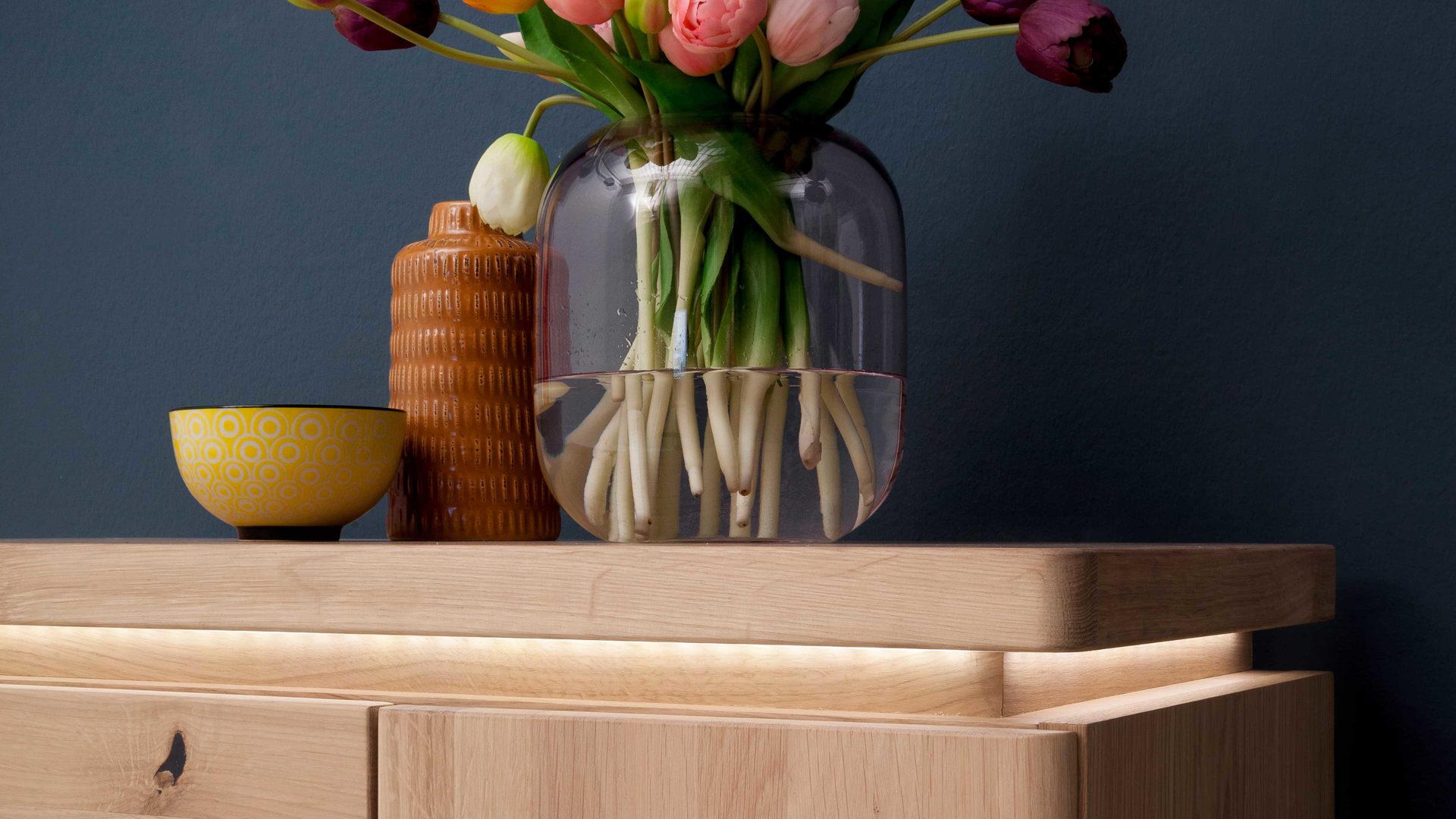 Kombikommode Mca furniture aus Holz in Holzfarben Garderobenprogramm Barcelona - Kombikommode geölte Wildeiche – zwei Türen, zwei Schubladen, Breite ca. 75 cm