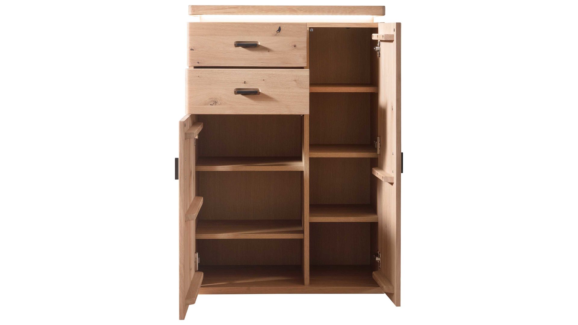 Garderoben-Set Mca furniture aus Holz in Holzfarben Garderobenprogramm Barcelona - Kombination 1 geölte Wildeiche – fünfteilig, Breite ca. 260 cm
