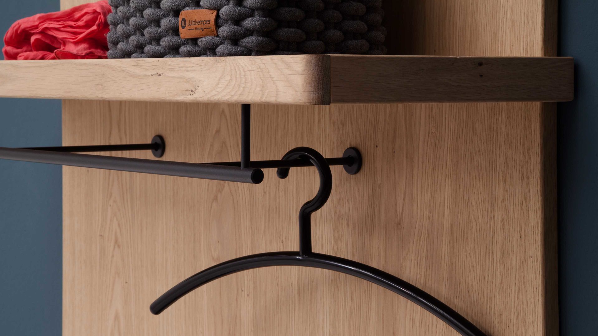 Wandgarderobe Mca furniture aus Holz in Holzfarben Garderobenprogramm Barcelona - Wandgarderobe geölte Wildeiche – ca. 98 x 93 x 30 cm