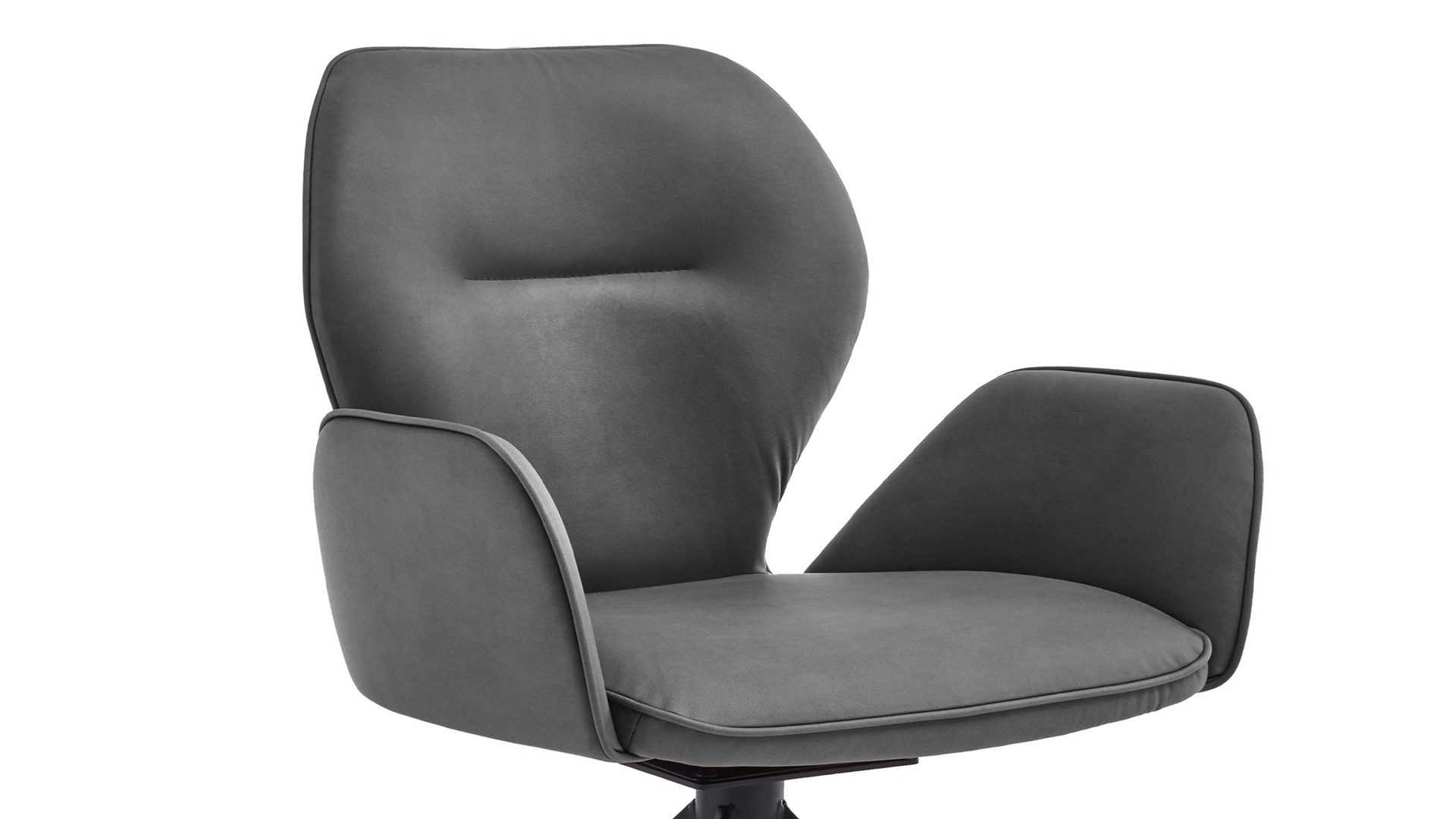 Polsterstuhl Niehoff sitzmoebel aus Stoff in Grau NIEHOFF SITZMÖBEL Cloudy - Armlehnen-Vierfußstuhl mit Drehfunktion silberfarbene Mikrofaser Gavin & schwarzes Metallgestell