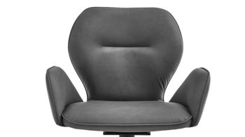 Polsterstuhl Niehoff sitzmoebel aus Stoff in Grau NIEHOFF SITZMÖBEL Cloudy - Armlehnen-Vierfußstuhl mit Drehfunktion silberfarbene Mikrofaser Gavin & schwarzes Metallgestell