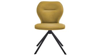 Vierfußstuhl Niehoff sitzmoebel aus Stoff in Gelb NIEHOFF SITZMÖBEL Cloudy - Esszimmerstuhl gelbe Mikrofaser Gavin & schwarzes Metallgestell