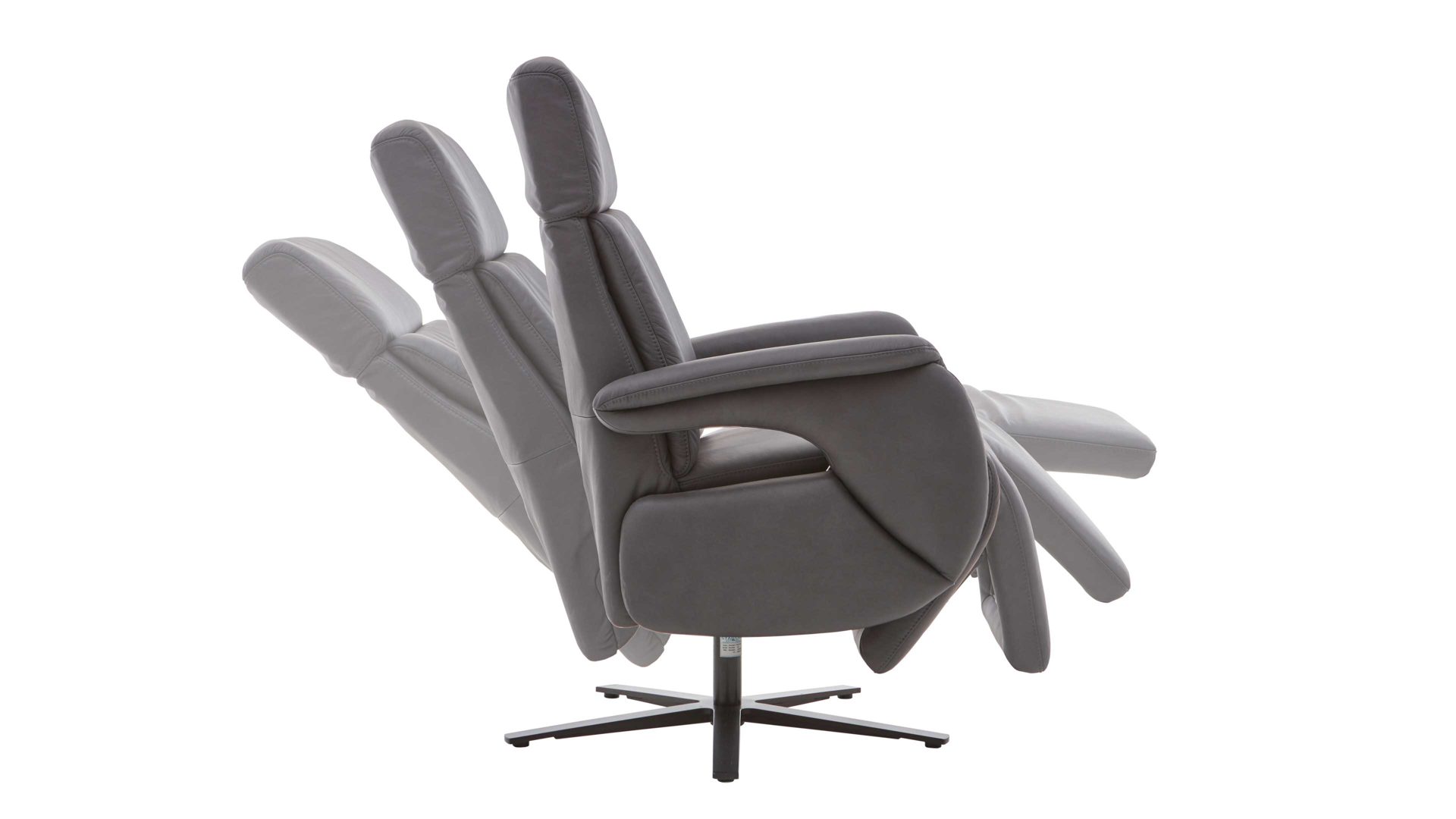 Relaxsessel Steinpol polsteria aus Leder in Anthrazit Polsterprogramm Relaxa 6.0 Plus PSG XC - Relaxsessel anthrazitfarbenes Leder Evita &  Sternfuß