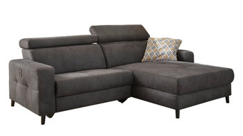 Ecksofa Job aus Stoff in Dunkelgrau Funktions-Ecksofa Doppio dunkelgraue Mikrofaser 415.09 – Stellfläche ca. 247 x 186 cm