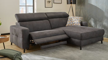 Ecksofa Job aus Stoff in Dunkelgrau Funktions-Ecksofa Doppio dunkelgraue Mikrofaser 415.09 – Stellfläche ca. 247 x 186 cm