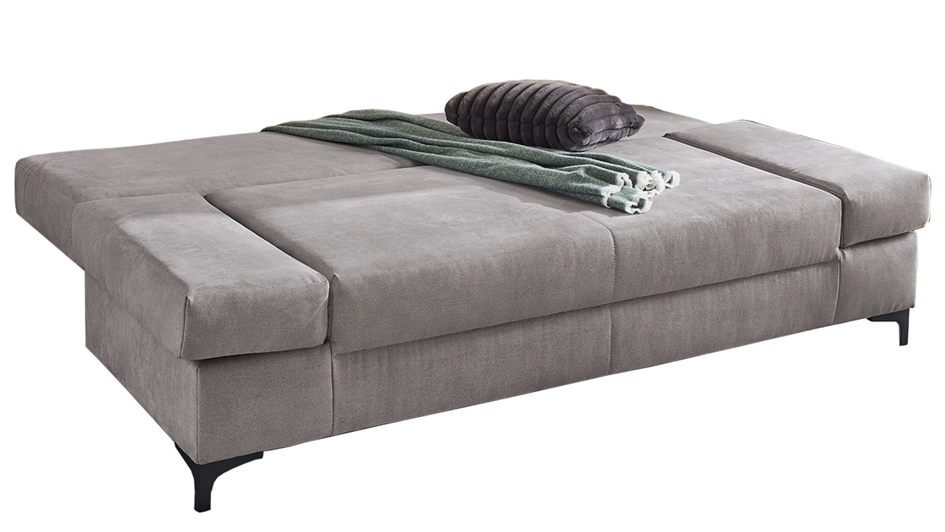 Schlafsofa Job aus Stoff in Hellgrau Schlafsofa Pit hellgraue Mikrofaser 411-29 – Breite ca. 202 cm