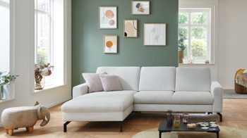 Wohnlandschaft Sofa Couch Webstoff Grau Links inkl. Kopfstütze - Sofa  Lagerverkauf / Brennholz Lagerverkauf