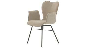 Vierfußstuhl Interliving aus Stoff in Beige Interliving Esszimmer Serie 5115 - Armlehnstuhl Aiko Four A32 beiger Bezug Shout 05 & anthrazitfarbenes Metall