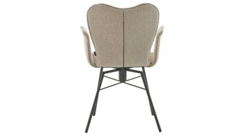 Vierfußstuhl Interliving aus Stoff in Beige Interliving Esszimmer Serie 5115 - Armlehnstuhl Aiko Four A32 beiger Bezug Shout 05 & anthrazitfarbenes Metall