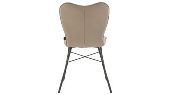 Vierfußstuhl Interliving aus Stoff in Weiß Interliving Esszimmer Serie 5115 - Vierfußstuhl Aiko Four A12 mandelfarbener Bezug Gaucho 02 & anthrazitfarbenes Metall