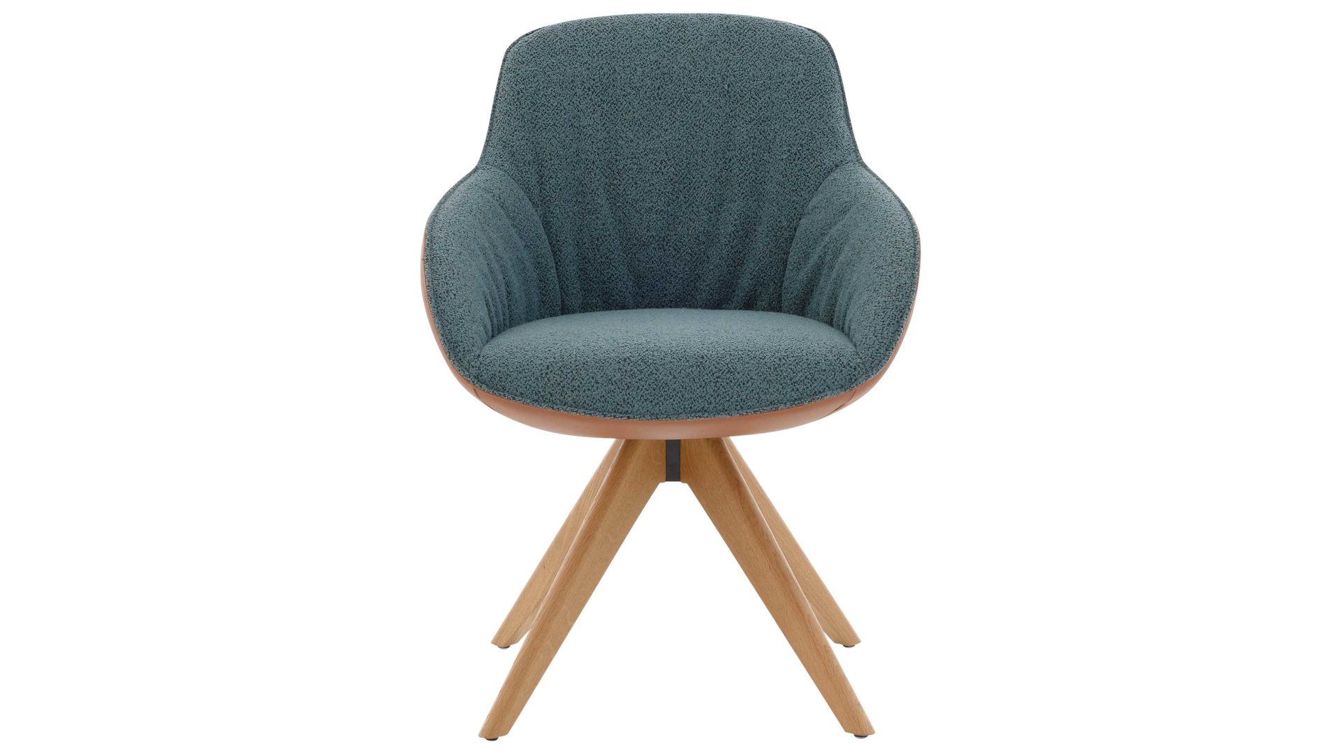 Polsterstuhl Interliving aus Stoff in Blau Interliving Esszimmer Serie 5115 - Armlehnstuhl Ravi Timber R28L sattelfarbenes Leder LD2015 & denimfarbener Bezug Alpine 153, Eiche